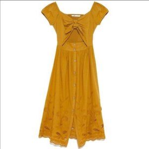 Zara Embroidered Cutout Midi Dress